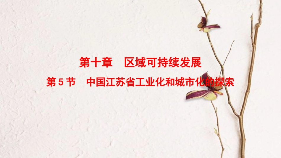2019版高考地理一轮复习 第10章 区域可持续发展 第5节 中国江苏省工业化和城市化的探索课件 中图版_第1页