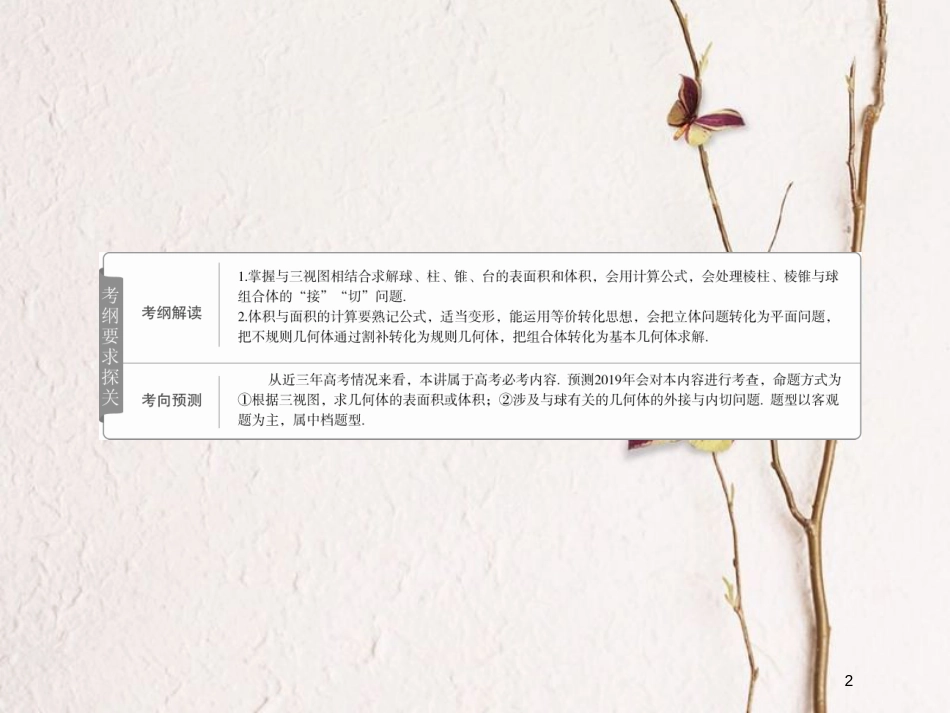 2019版高考数学一轮复习 第7章 立体几何 7.2 空间几何体的表面积与体积课件 文(1)_第2页