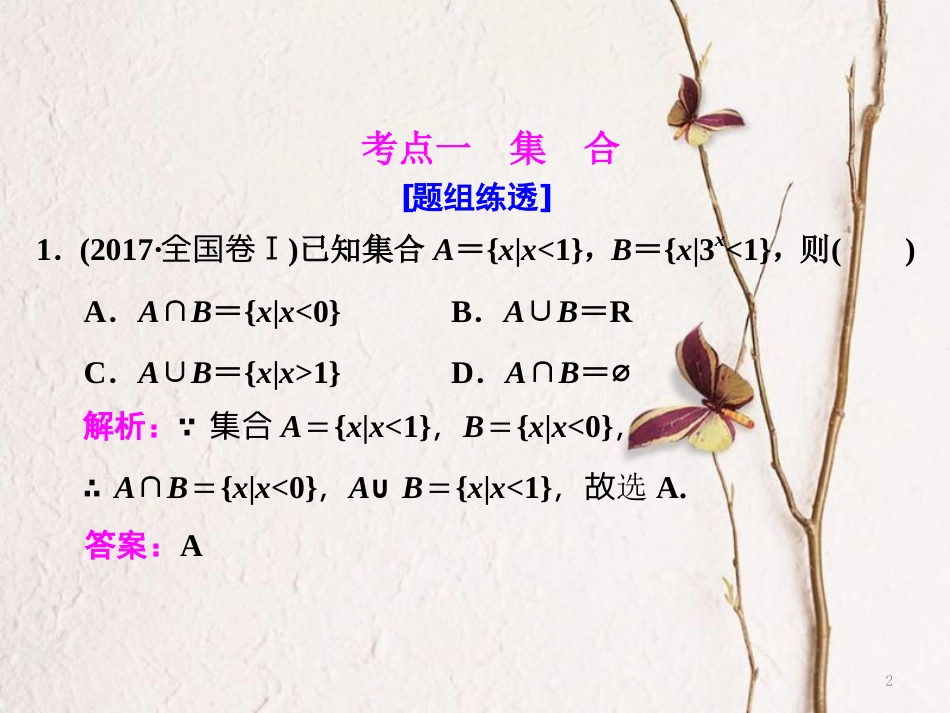 （通用版）高考数学二轮复习 送分专题（一）集合与常用逻辑用语课件 理_第2页