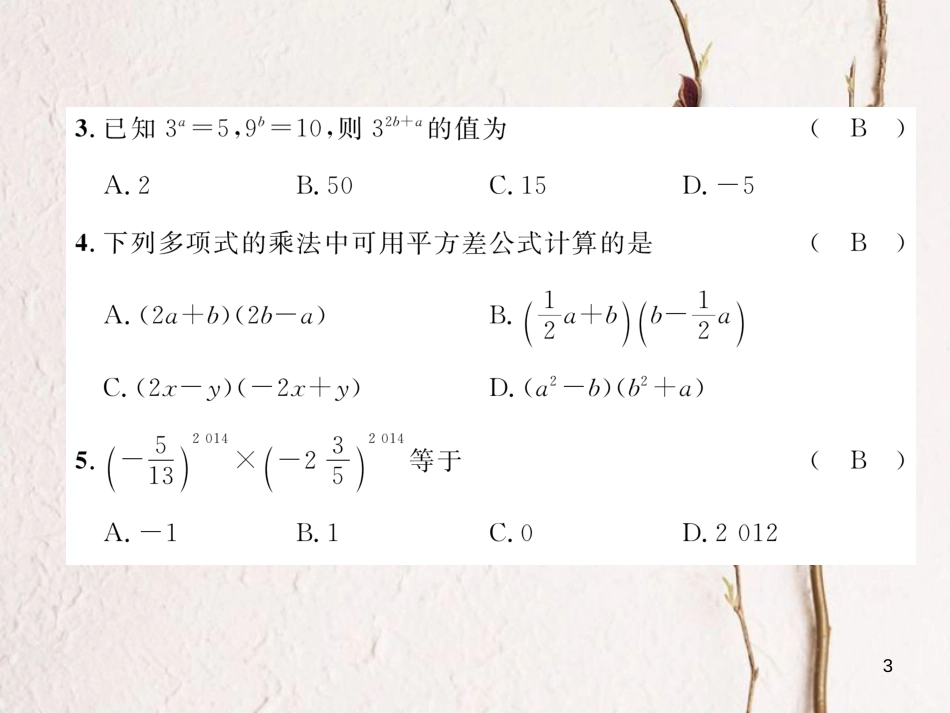 七年级数学下册 第1章 整式的乘除达标测试卷课件 （新版）北师大版_第3页