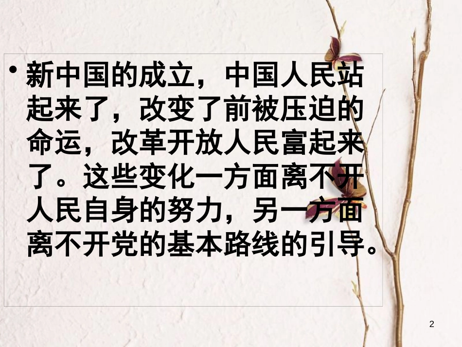 九年级政治全册 第二单元 了解祖国 爱我中华 第三课 认清基本国情 第二框 党的基本路线课件 新人教版_第2页