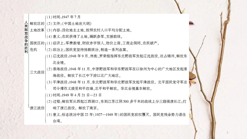 八年级历史上册 第5单元 人民解放战争的胜利知识整合课件 北师大版_第3页