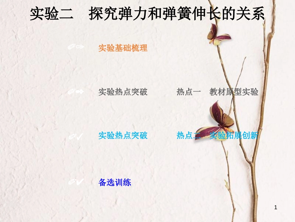 2019版高考物理总复习 第二章 相互作用 2-4-1 实验二 探究弹力和弹簧伸长的关系课件(1)_第1页