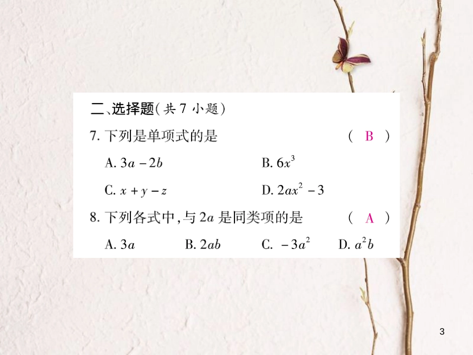 云南省中考数学总复习 第一章 数与式 1.3 整式与因式分解课件_第3页