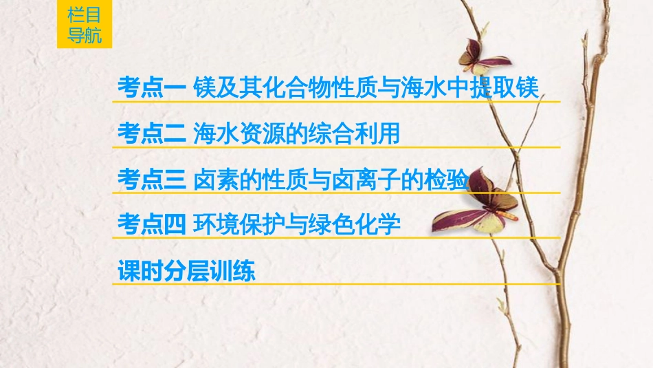 2019年高考化学一轮复习 第3章 自然界中的元素 第4节 海水中的元素 绿色化学与环境保护课件 鲁科版_第2页