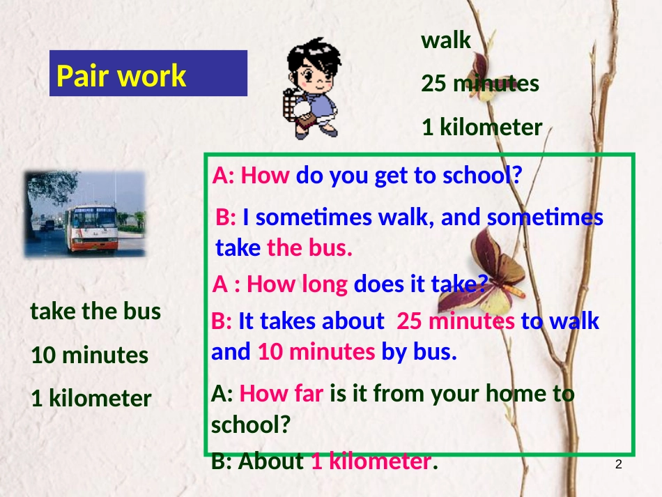 贵州省习水县七年级英语下册 Unit 3 How do you get to school Section B（1a-2c）课件 （新版）人教新目标版_第2页