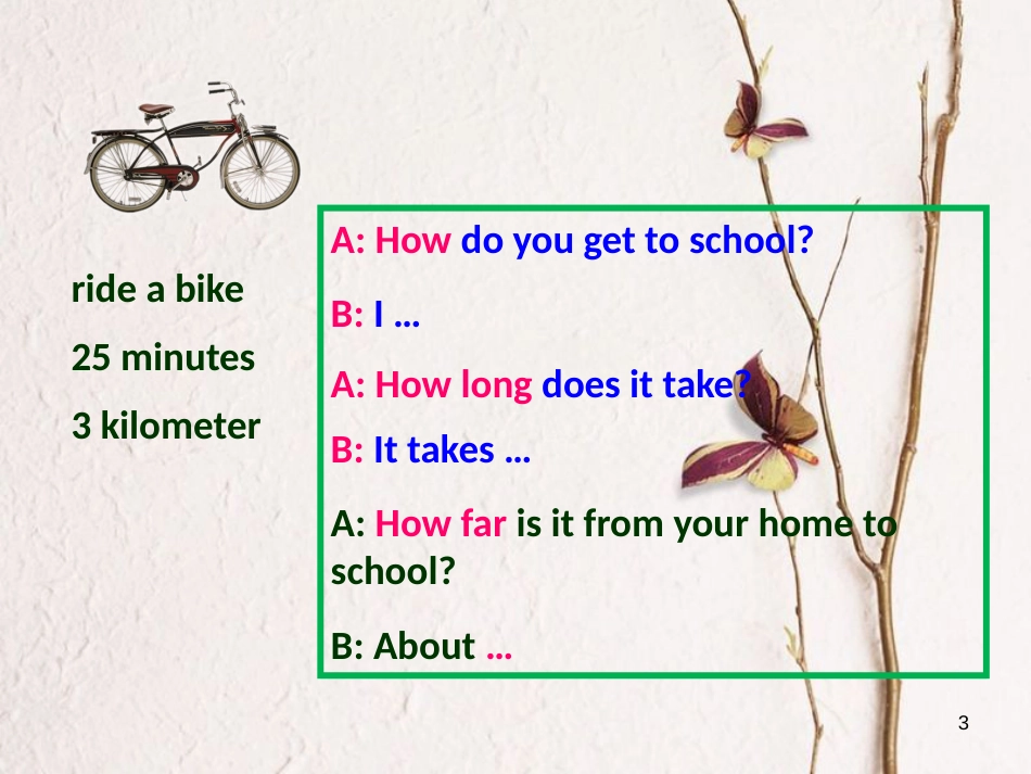 贵州省习水县七年级英语下册 Unit 3 How do you get to school Section B（1a-2c）课件 （新版）人教新目标版_第3页