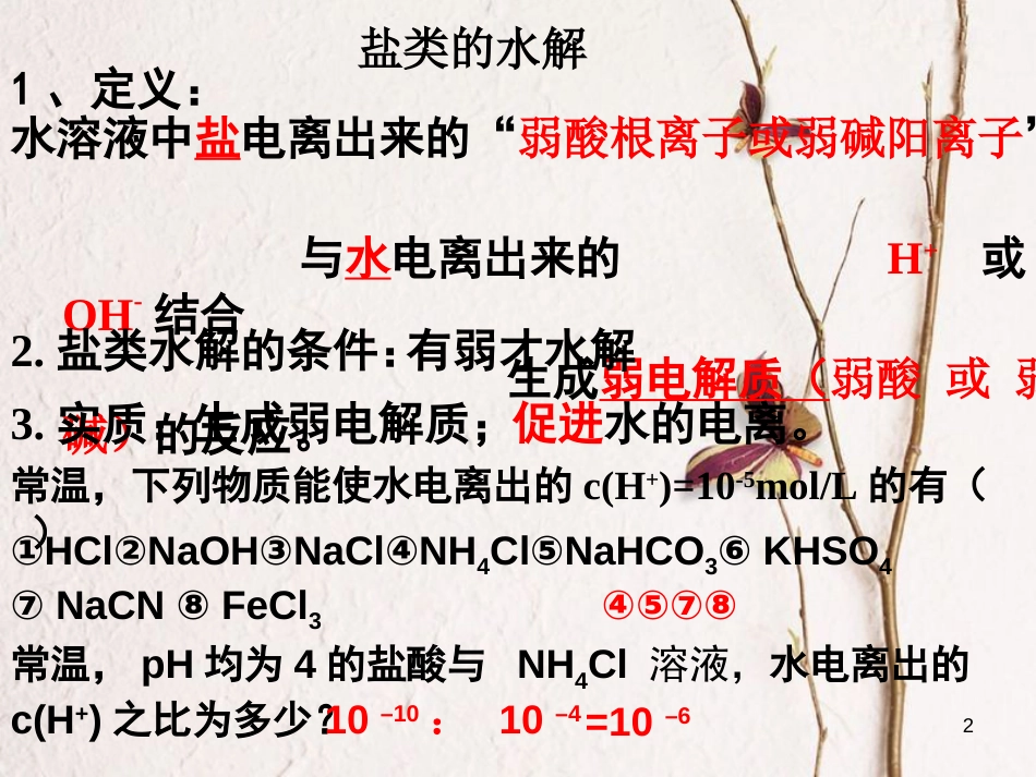 浙江省杭州市高中化学 专题3 溶液中的离子反应 3.3 盐类的水解3课件 苏教版选修4_第2页