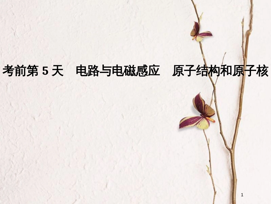 （全国通用）高考物理二轮复习 考前第5天 电路与电磁感应 原子结构和原子核课件_第1页