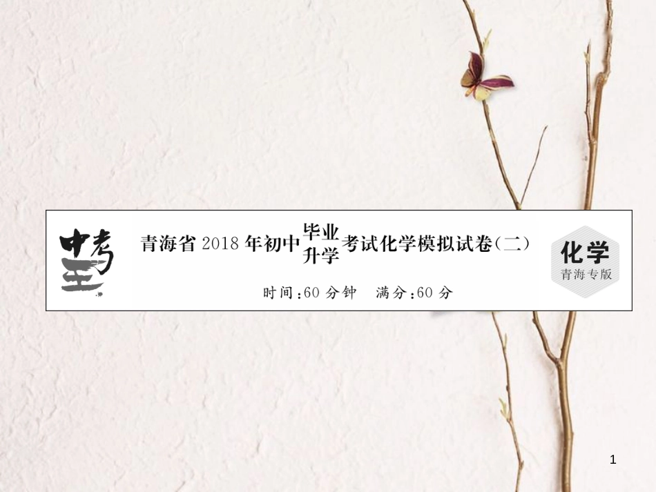 （青海专版）中考化学总复习 毕业升学考试模拟试卷（二）课件_第1页