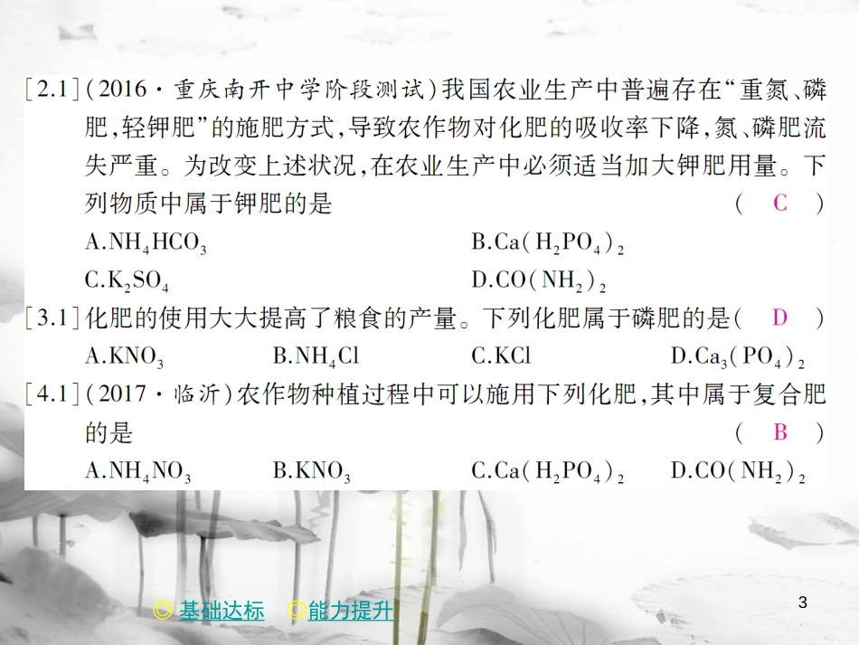 年春九年级化学下册 第十一章 盐 化肥 课题2 化学肥料课件 （新版）新人教版_第3页