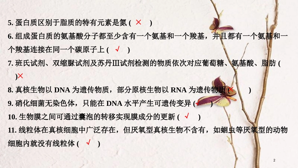 2019版高考生物一轮复习 第一单元 有机体中的细胞 阶段排查 回扣落实（一）创新备考课件 中图版_第2页