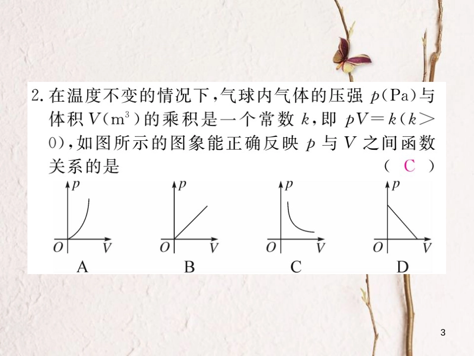 九年级数学下册 26 反比例函数 26.2 实际问题与反比例函数 第2课时 其他学科中的反比例函数作业课件 （新版）新人教版_第3页