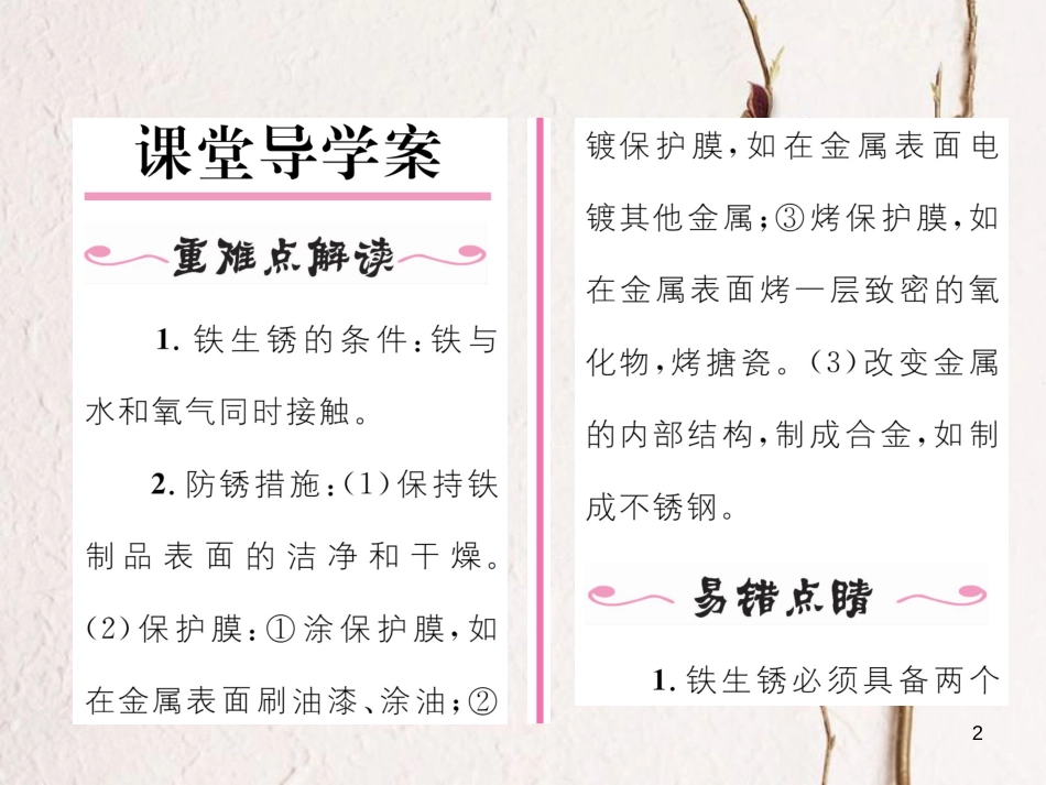 九年级化学下册 第8单元 金属和金属材料 课题3 金属资源的利用和保护（第2课时）金属资源保护作业课件 （新版）新人教版_第2页