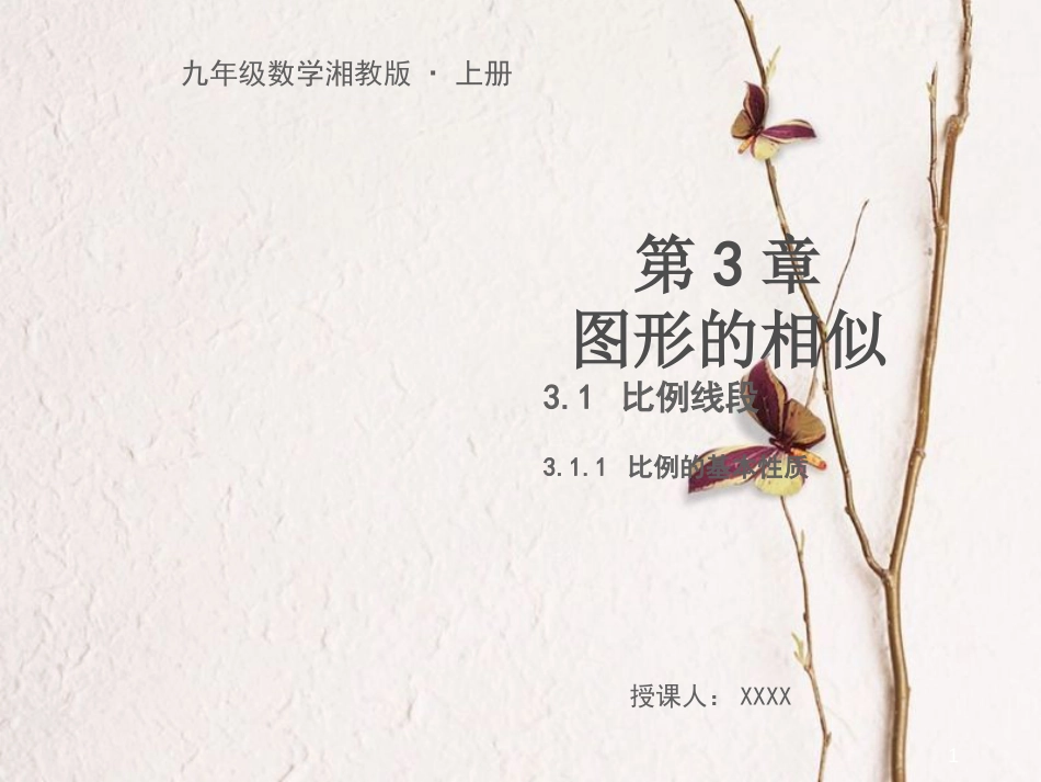 九年级数学上册 第3章 图形的相似 3.1.1 比例的基本性质教学课件 （新版）湘教版_第1页