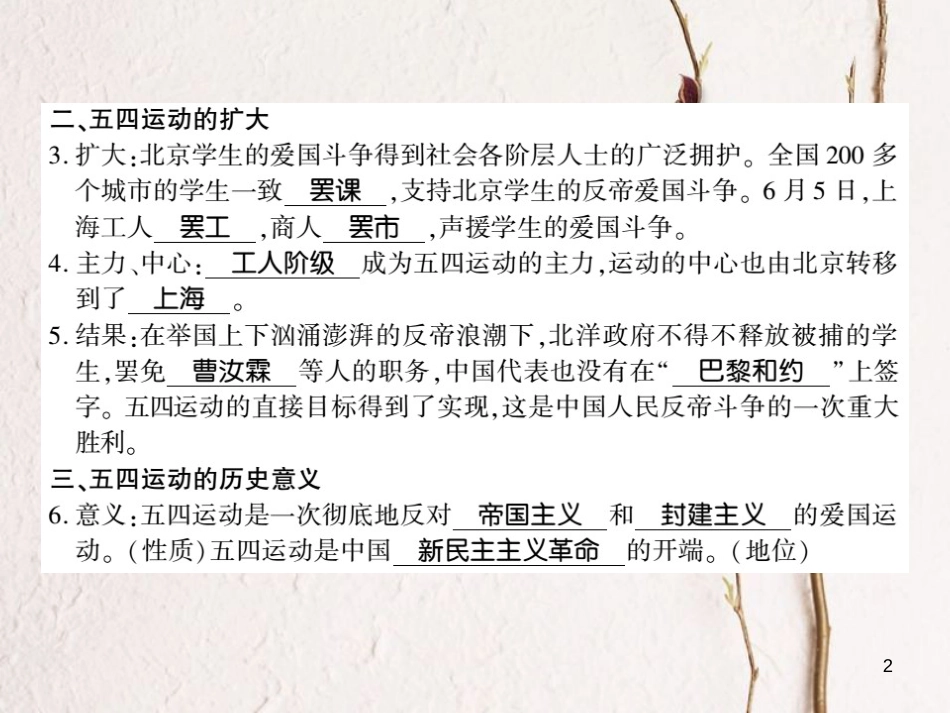 八年级历史上册 第四单元 新时代的曙光 第13课 五四运动习题课件 新人教版_第2页