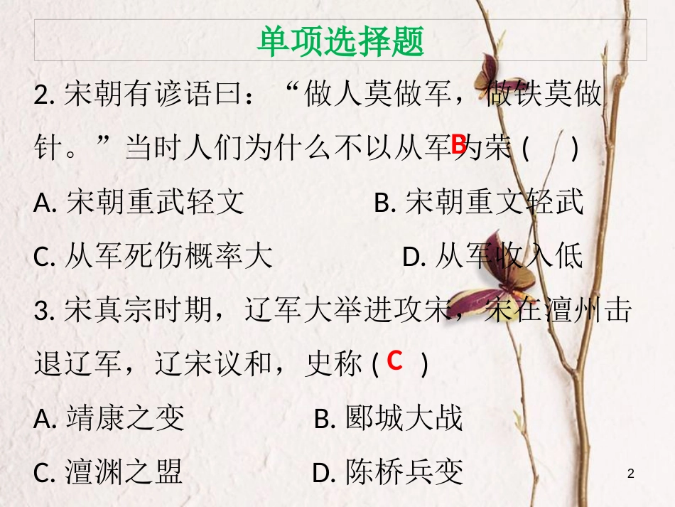 七年级历史下册 第二单元 辽宋夏金元时期 民族关系发展和社会变化达标测试课件 新人教版_第2页