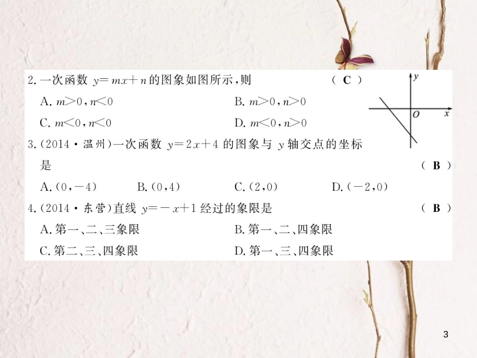 （贵州专版）八年级数学上册 4.3 一次函数的图象 4.3.2 一次函数的图象和性质习题课件 （新版）北师大版_第3页