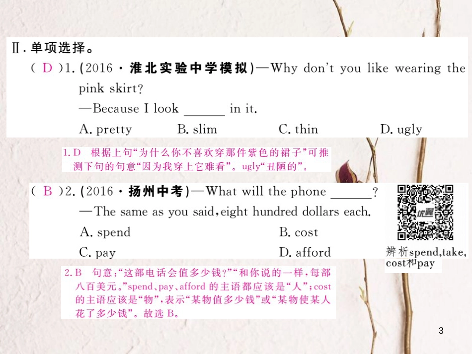 （安徽专版）九年级英语全册 Unit 13 We’re trying to save the earth（第1课时）习题课件 （新版）人教新目标版_第3页