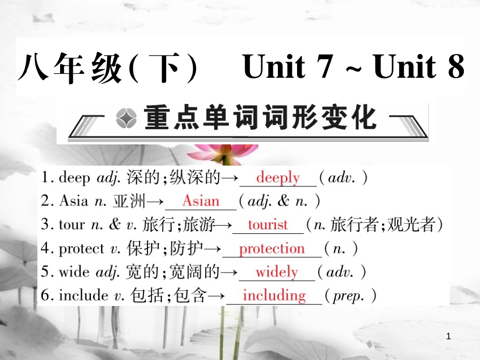 届中考英语复习 第一轮 教材回顾 八下 Unit 7-Unit 8课件_第1页