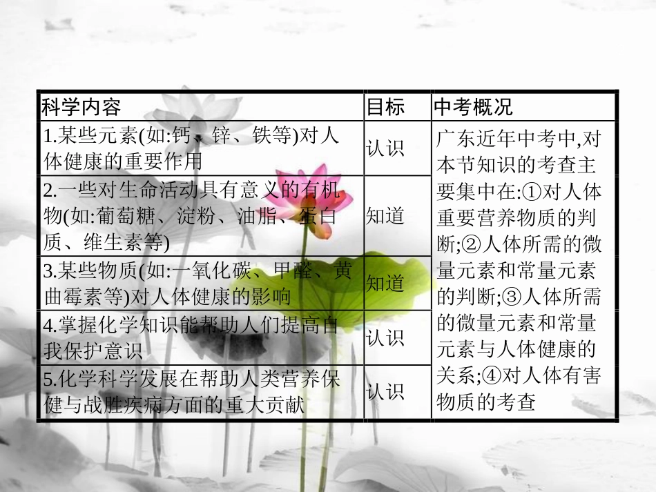 届中考化学复习 第一模块 分类复习 4.4 化学和健康课件 （新版）新人教版_第2页
