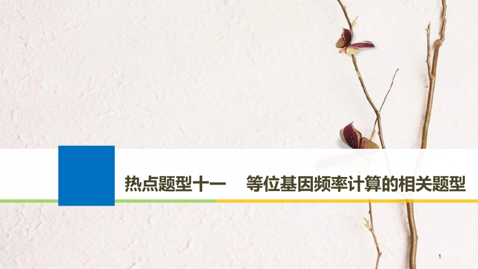 2019版生物高考大一轮复习 热点题型十一 等位基因频率计算的相关题型课件 北师大版_第1页