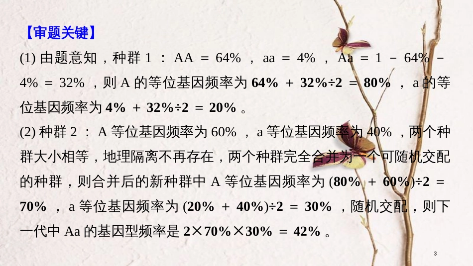2019版生物高考大一轮复习 热点题型十一 等位基因频率计算的相关题型课件 北师大版_第3页