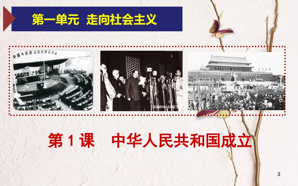 广东省佛山市顺德区八年级历史下册 第一单元 走向社会主义 第1课 中华人民共和国的成立课件 北师大版_第3页