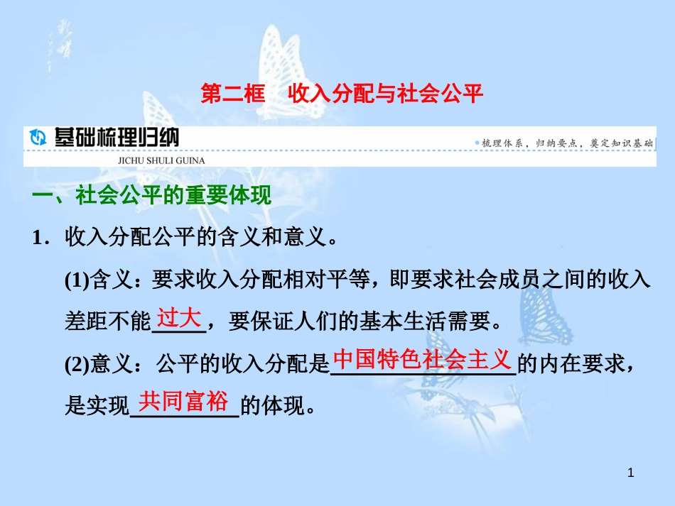 高中政治 第七课 个人收入的分配 第二框 收入分配与社会公平课件 新人教版必修1_第1页