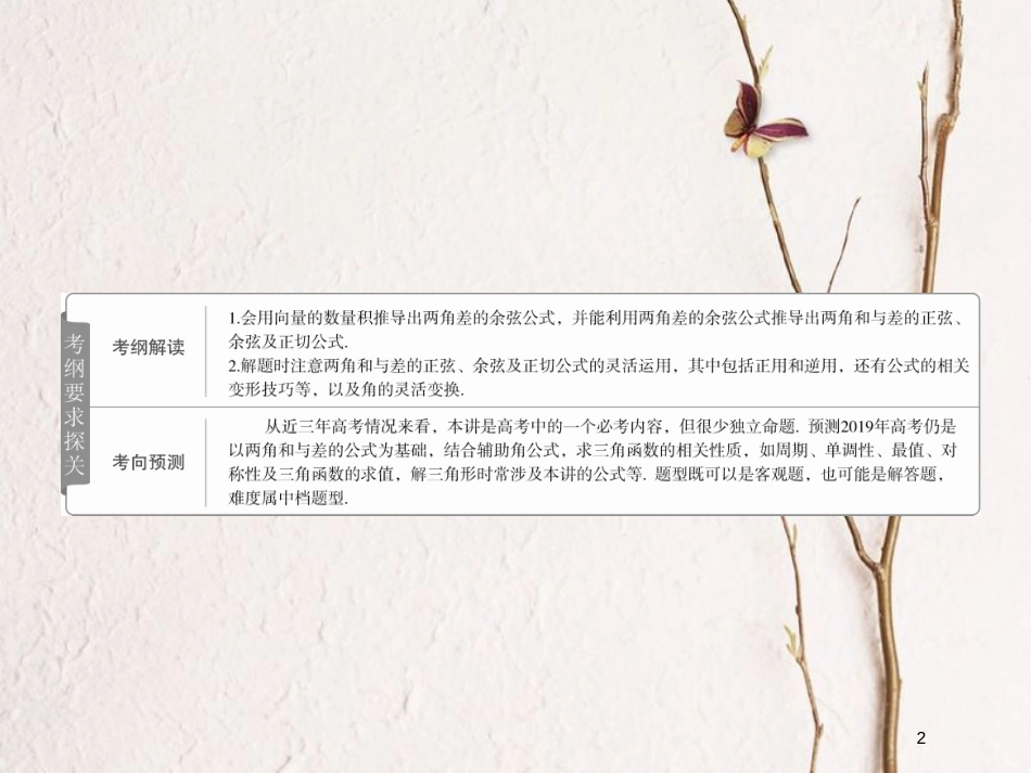 2019版高考数学一轮复习 第3章 三角函数、解三角形 3.5 两角和与差的正弦、余弦与正切公式课件 文_第2页
