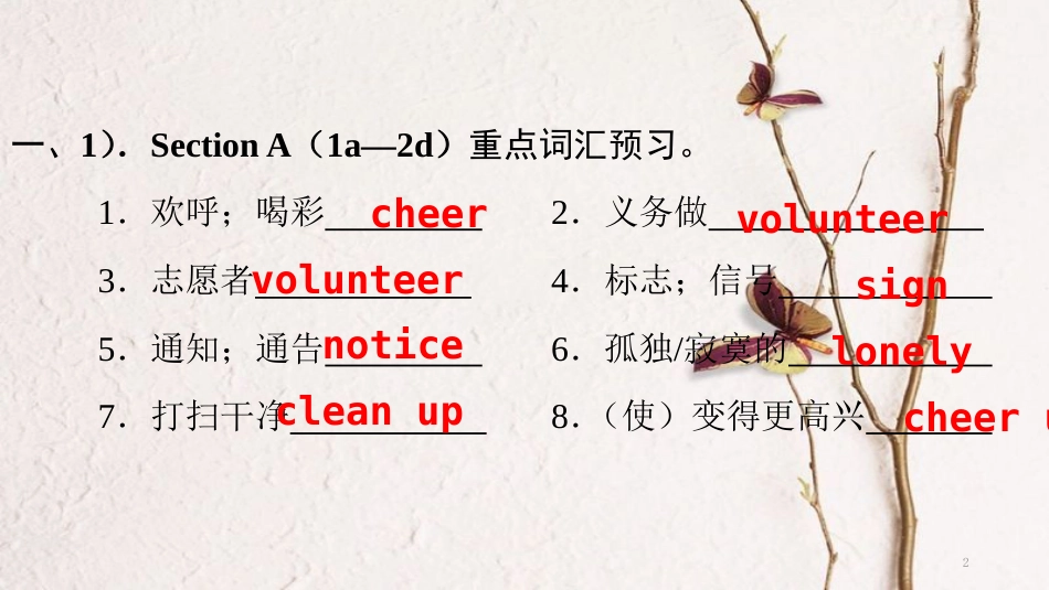 八年级英语下册 Unit 2 I’ll help to clean up the city parks Part 1 Section A（课前）课件 （新版）人教新目标版_第2页