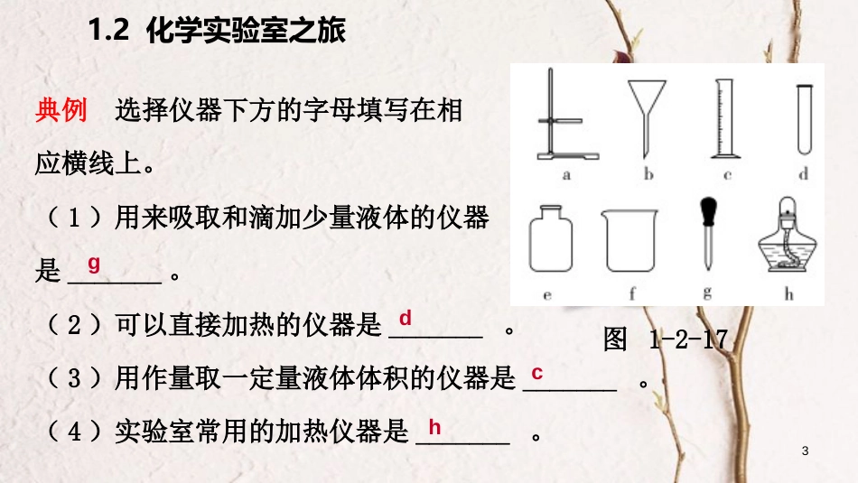 九年级化学上册 第一章 大家都来学化学 1.2 化学实验室之旅练习课件 （新版）粤教版_第3页