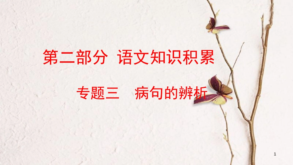 云南省中考语文复习方案 第二部分 语文知识积累 专题三 病句的辨析课件_第1页