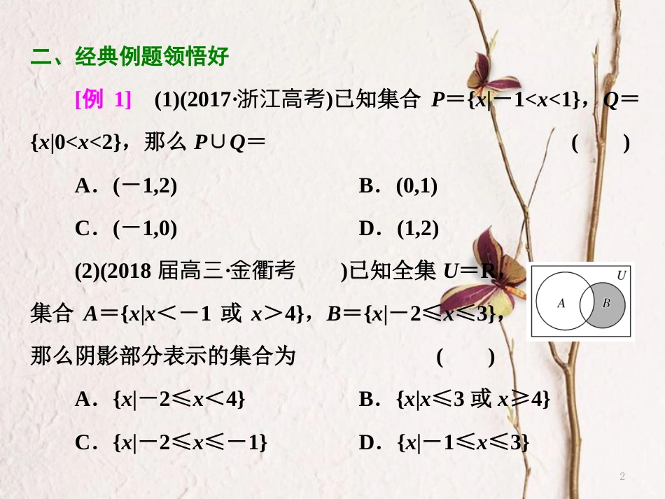 （浙江专版）高考数学二轮专题复习 第一部分 专题一 第一讲 集合与常用逻辑用语课件_第2页