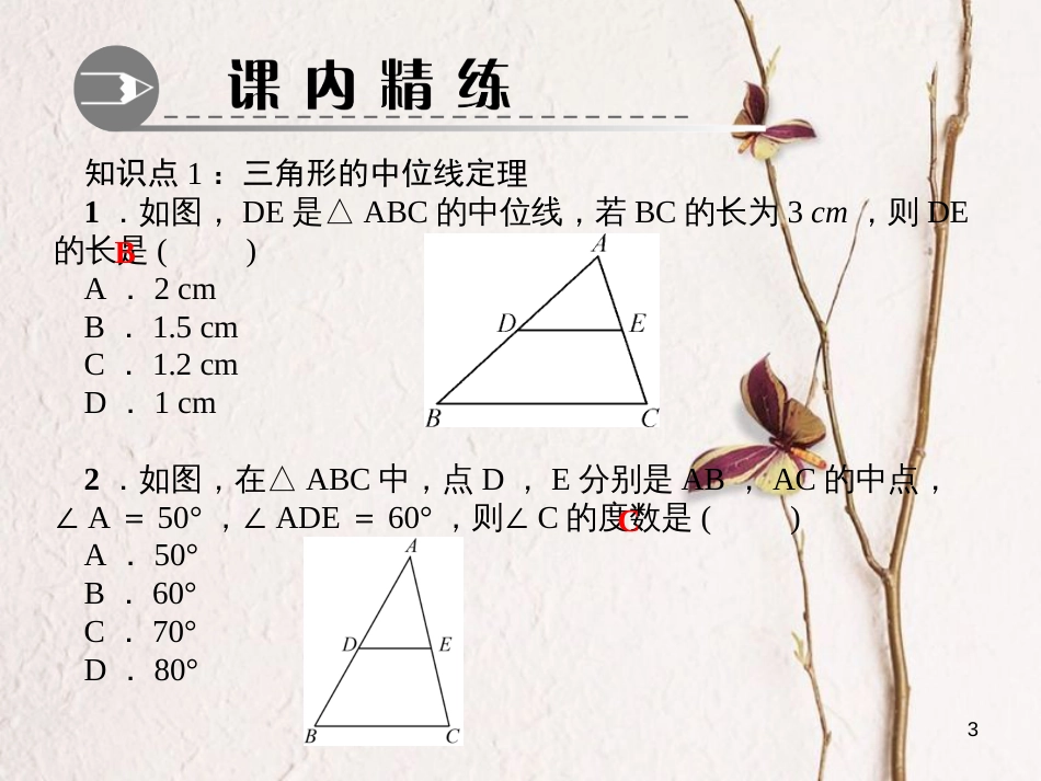 八年级数学下册 第六章 平行四边形 3 三角形的中位线作业课件 （新版）北师大版_第3页