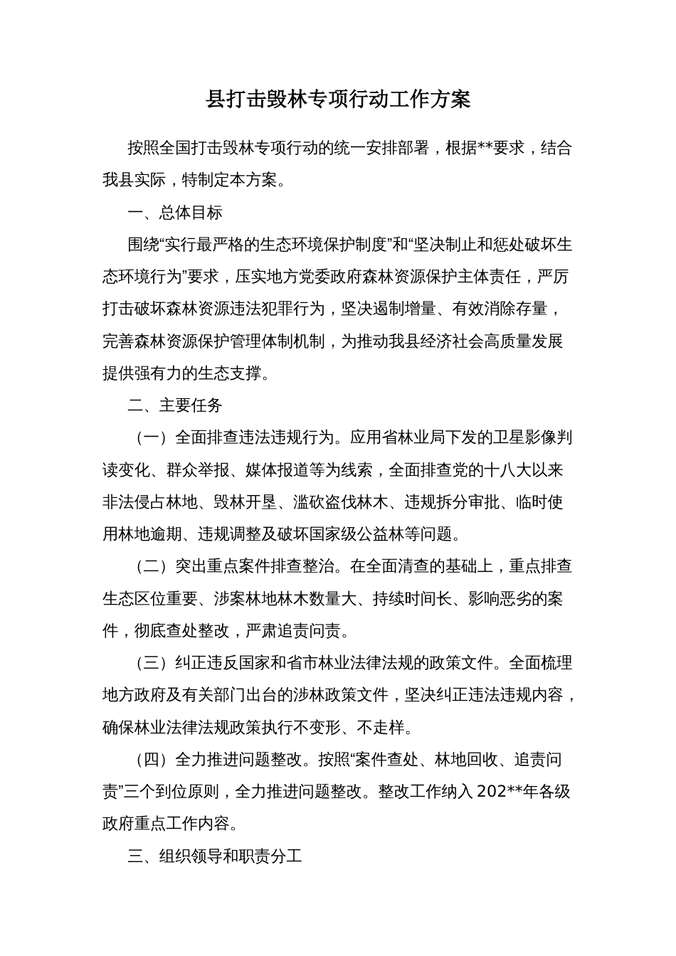 县打击毁林专项行动工作方案_第1页