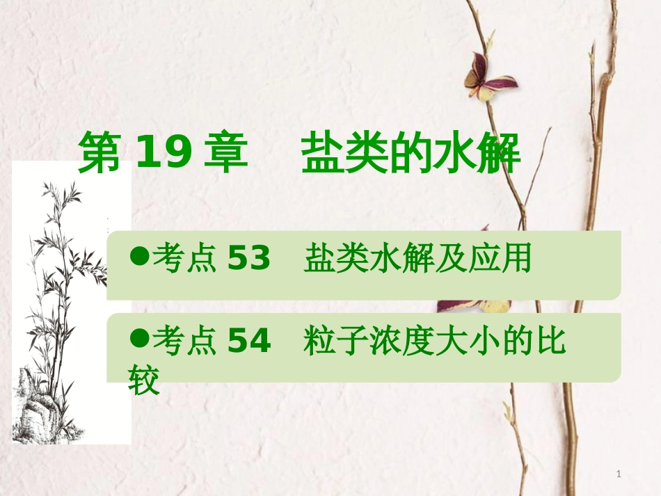 600分考点 700分考法（A版）2019版高考化学总复习 第19章 盐类的水解课件_第1页