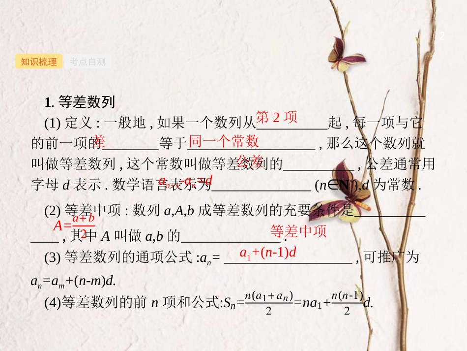 （福建专用）高考数学总复习 第六章 数列 6.2 等差数列及其前n项和课件 理 新人教A版_第2页