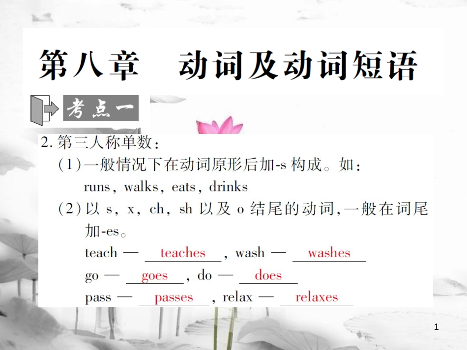 届中考英语复习 第二轮 语法突破 第八章 动词及动词短语课件_第1页
