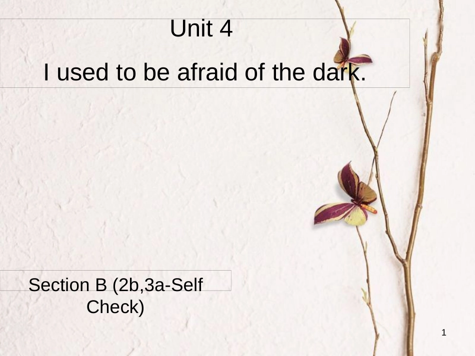 广东省汕尾市陆丰市九年级英语全册 Unit 4 I used to be afraid of the dark Section B（2b,3a-Self Check）课件 （新版）人教新目标版_第1页