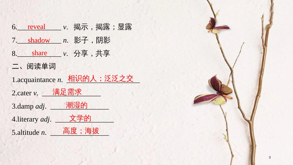 2019版高考英语大一轮复习 第一部分 Module 6 The Tang Poems课件 外研版选修8(1)_第3页