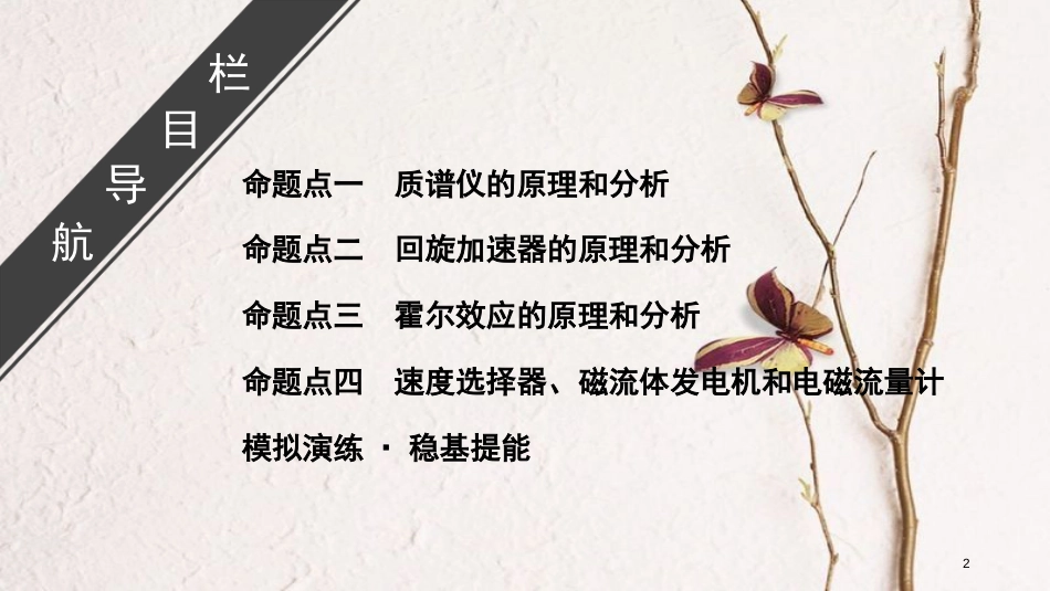 2019年高考物理大一轮复习 微专题11 带电粒子在复合场中运动的实例分析课件 新人教版_第2页