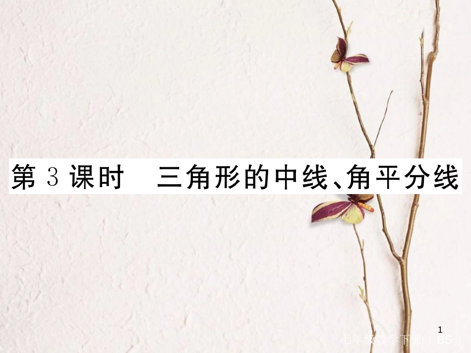 七年级数学下册 第四章 三角形 4.1 认识三角形 第3课时 三角形的中线、角平分线练习课件 （新版）北师大版_第1页