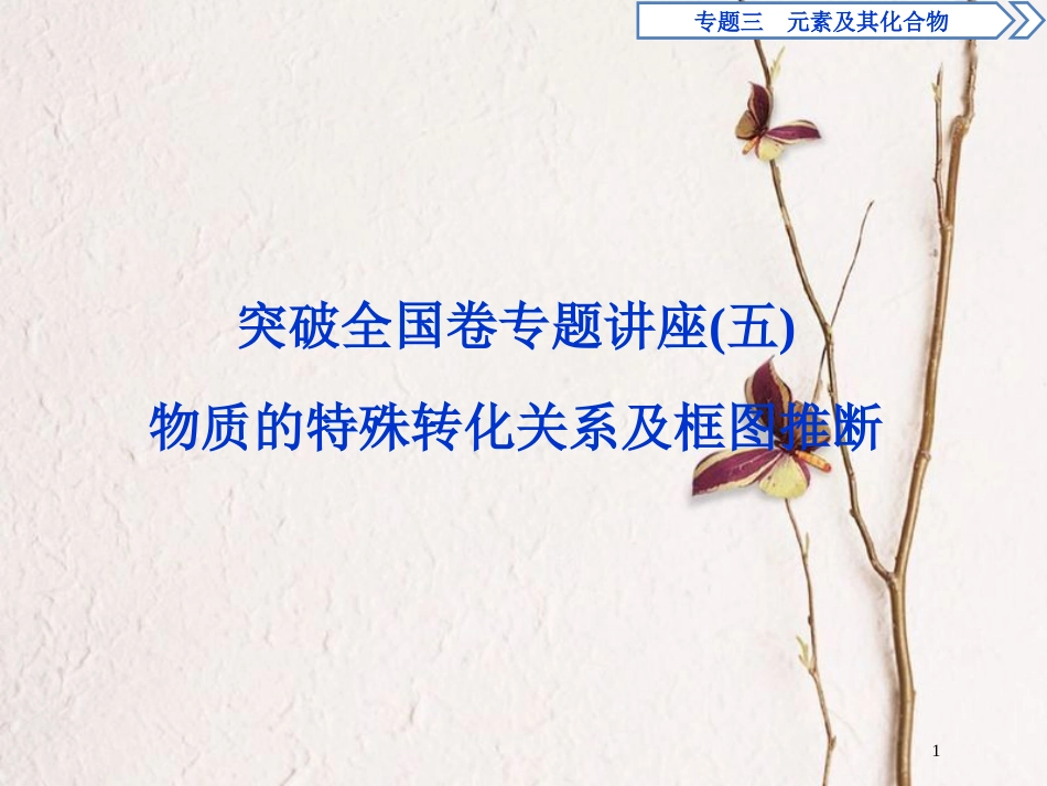版高考化学二轮复习 突破全国卷专题讲座（五）物质的特殊转化关系及框图推断专题复习课件_第1页