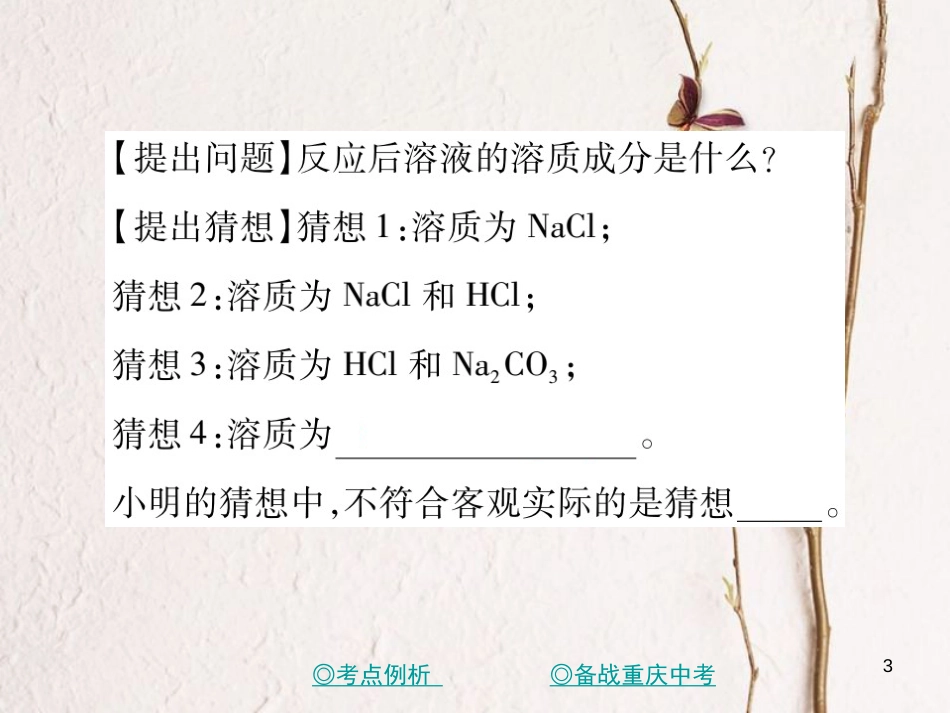 （重庆专版）中考化学总复习 第二篇 重点题型突破 第21讲 实验探究—产物成分探究（一）课件_第3页