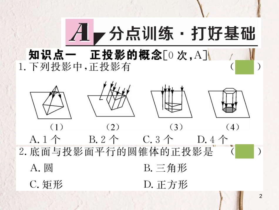 （安徽专版）九年级数学下册 第二十九章 投影与视图 29.1 第2课时 正投影练习课件 （新版）新人教版_第2页