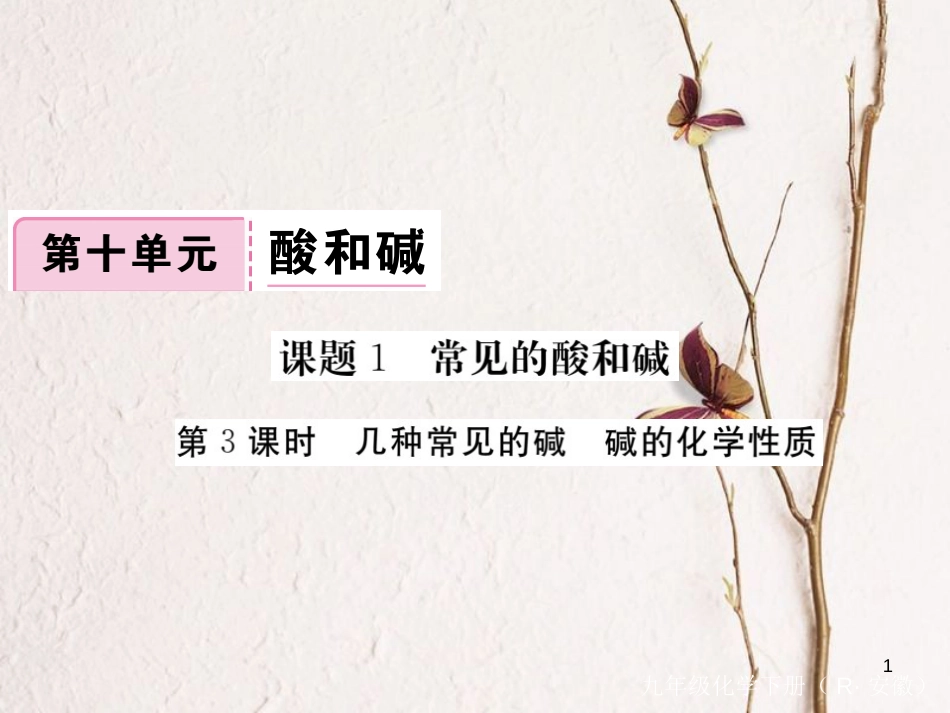 （安徽专版）九年级化学下册 10.1 常见的酸和碱 第3课时 几种常见的碱 碱的化学性质练习课件 （新版）新人教版_第1页