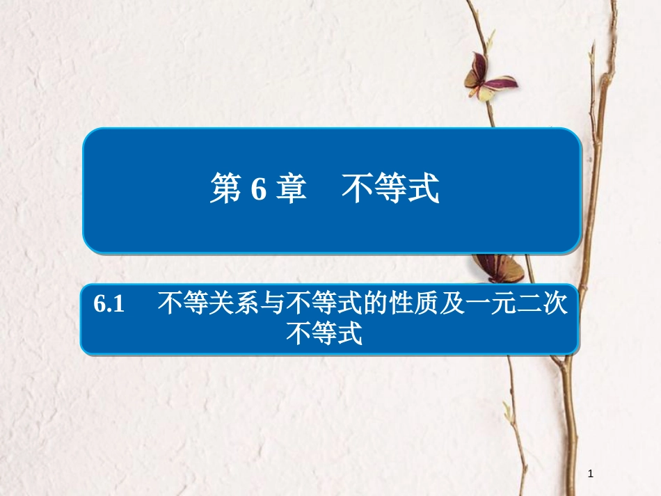 2019版高考数学一轮复习 第6章 不等式 6.1 不等关系与不等式的性质及一元二次不等式课件 文(1)_第1页