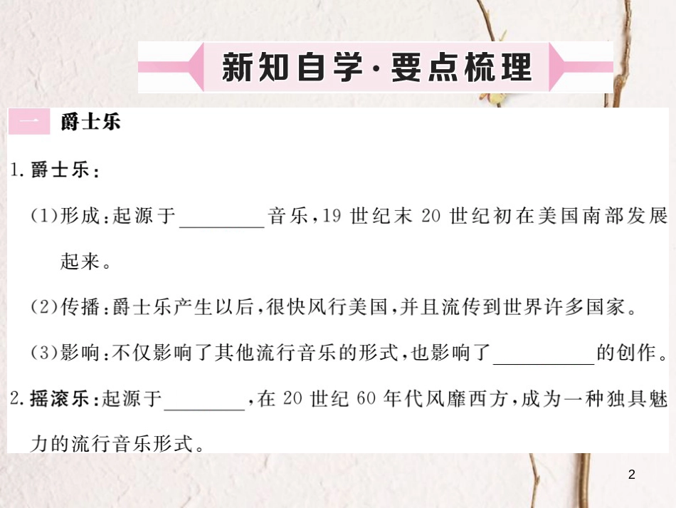 （安徽专版）九年级历史下册 第八单元 现代科学技术和文化 第19课 现代音乐和电影同步测试课件 新人教版_第2页