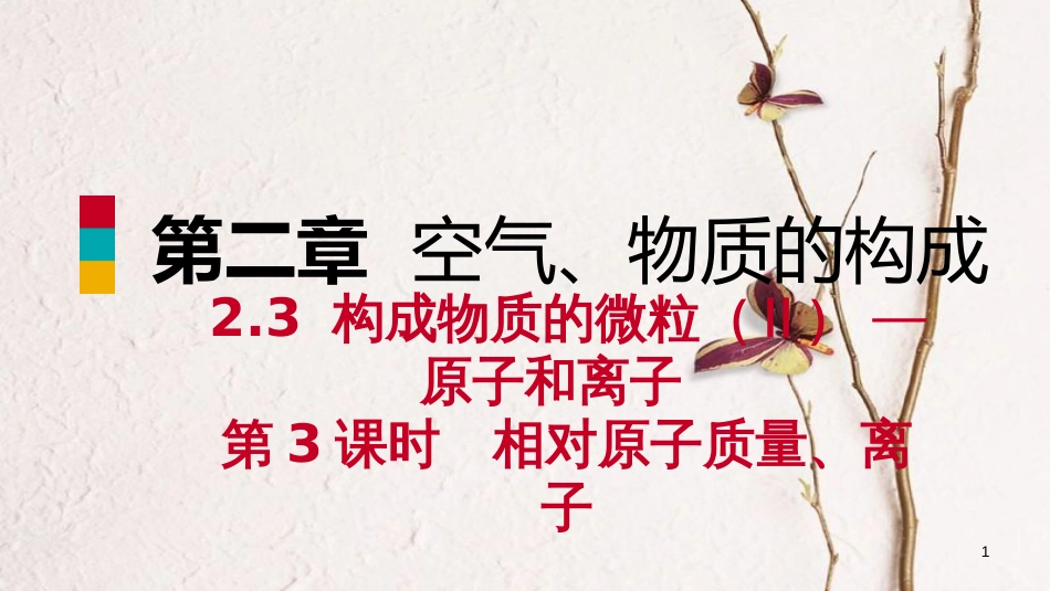 九年级化学上册 第二章 空气、物质的构成 2.3 构成物质的微粒（Ⅱ）—原子和离子 第3课时 相对原子质量、离子练习课件 （新版）粤教版_第1页